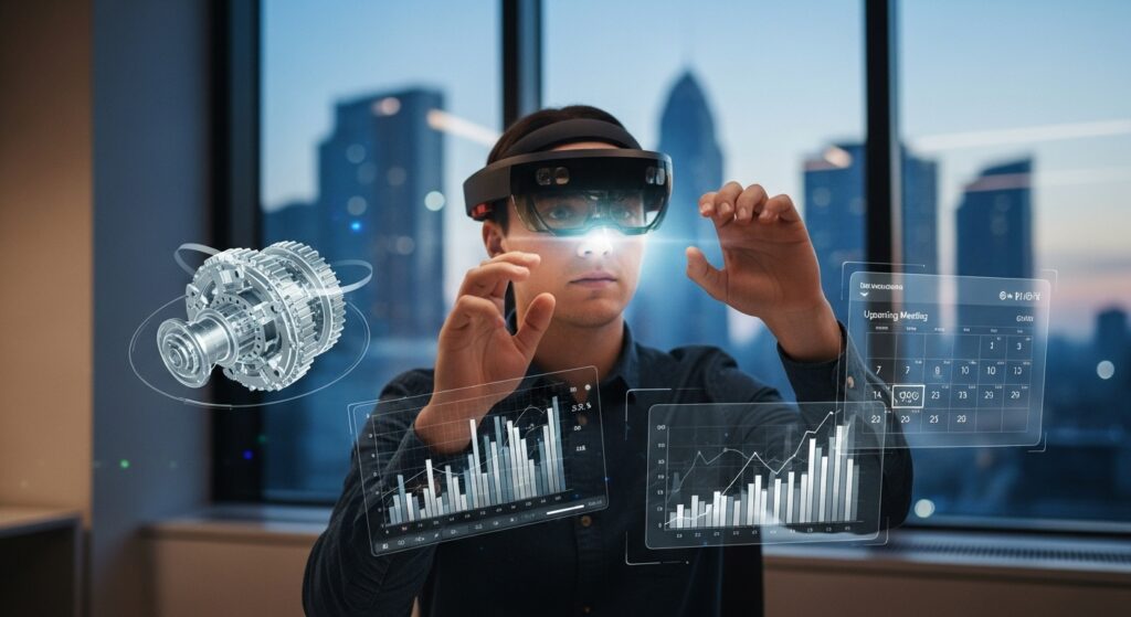 بيك 2 تيك - Pick2Take - تقنيات الواقع الافتراضي-نحو عالم رقمي مدمج بالواقع | Pick2Take عرض توضيحي لتقنية الواقع المدمج باستخدام HoloLens